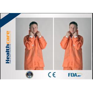 Orange PP/SMS Disposable Protective Coveralls With Elastic Cuff Wrists And