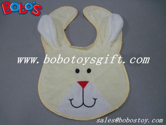 Quality 13"Wholesale Baby Items Plush Embroidery Beige Rabbit Baby Bibs wholesale