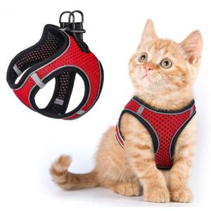 Extra Small Kitten Harness With Reflective Strips For Walking Escape Proof