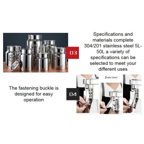 Thickness 1.0mm Milk Can 25 Liter Storage Barrel Corrosion Resistant