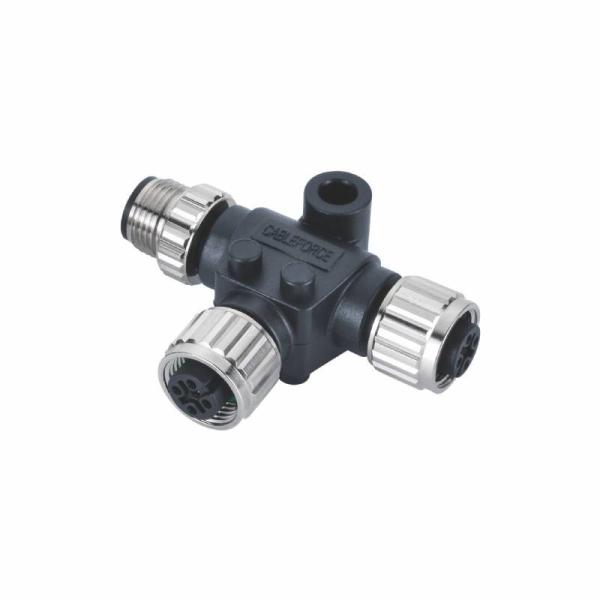 Quality Unshielded Waterproof M12 NMEA 2000 T Connector A Code Male Split To 2 X Female wholesale
