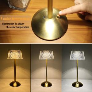 Metal Crystal Diamond Desk Lamp 700mAH 3 Color Bedside Lamp With Dimmer