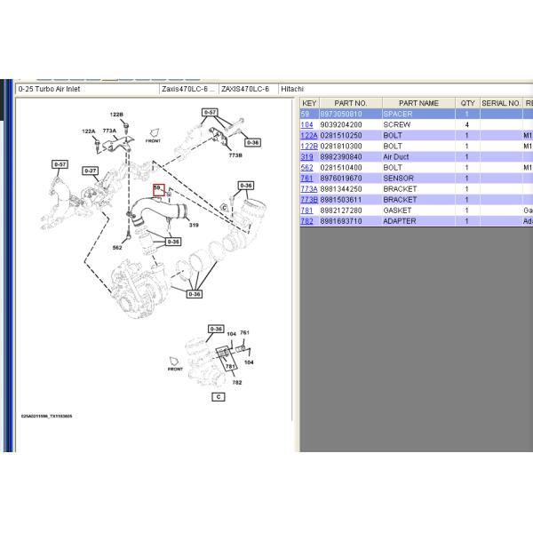ZX870 Hitachi Turbocharger