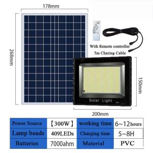 300W Outdoor Solar Flood Light IP67 Security Yard Street Lamp Waterproof Led