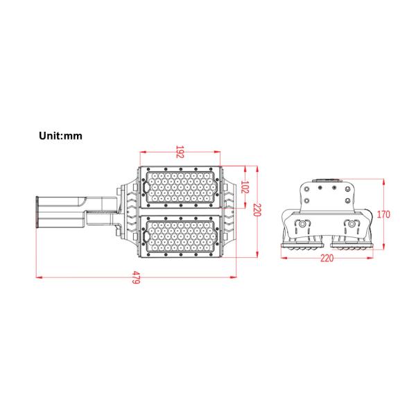 IP65 Road Led Street Light High Lumen Lumileds Source 160lm/w 200W 32000lm