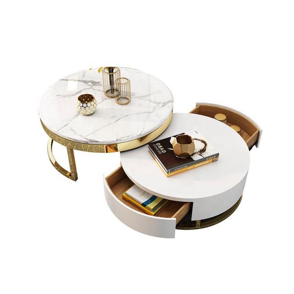 Quality Modern Home Luxury Coffee Center Tables Round Marble With Storage wholesale