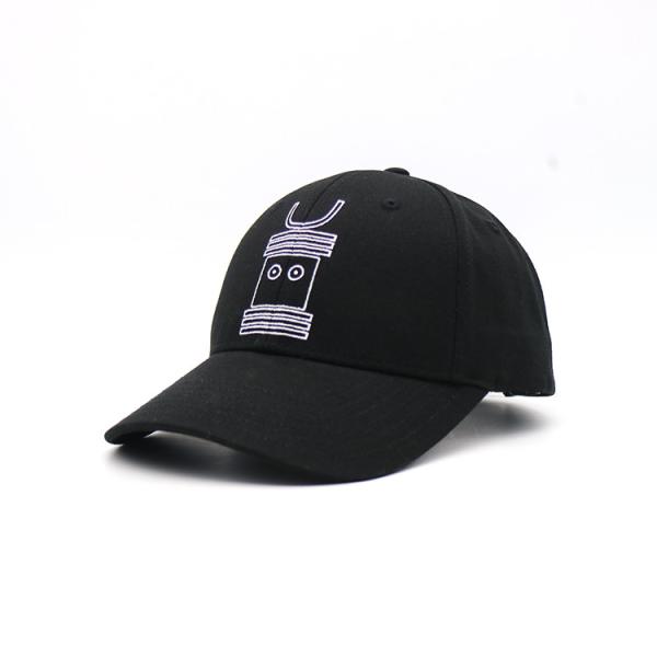 60cm Embroidered Baseball Caps Black And White Self Fabric Backclosure