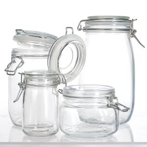High Quality Empty Food Glass Jar With Clamp Lids For Candy Sugar Cookie Snack