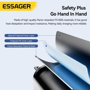 ESSAGER PD 20W Usb C Fast Charging Gan Mobile Cell Phone Charger Us Eu Uk Plug