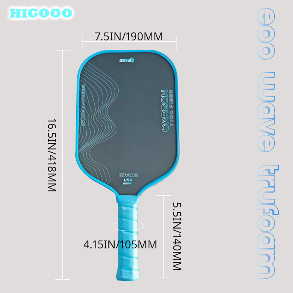 HIGOOO GEN4 Wave Foam Core Pickleball Paddle Trufoam 16mm Toray Carbon Fiber