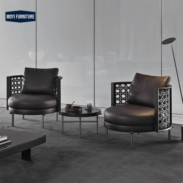 Synthetic Leather High End MOYI Italian Designer Single Sofa Modern Nordic Living Room Lounge Chair