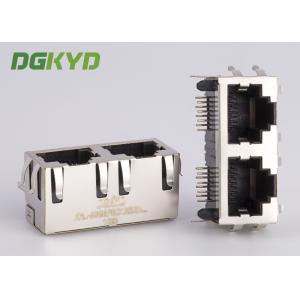 KRJ - 56S8P8C1X2ENL Metal Shielded 2 Port Rj45 Female Jack No LEDS Tab Up