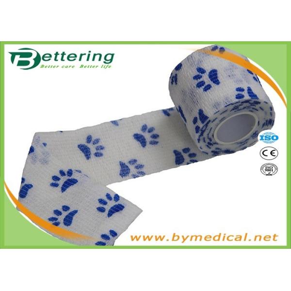White Colour dog pawprint Veterinary elastic Non Woven Cohesive Bandage Coflex