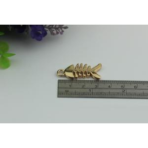 Small light gold fish bones pattern zinc alloy metal handbag logo label tags for