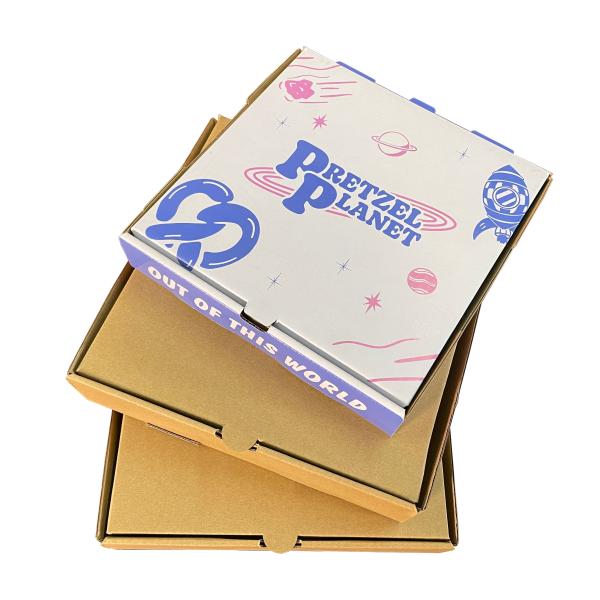 Wholesale Custom Printed Size Color Kraft Paper Corrugated Food Pizza Packaging Box with Logo