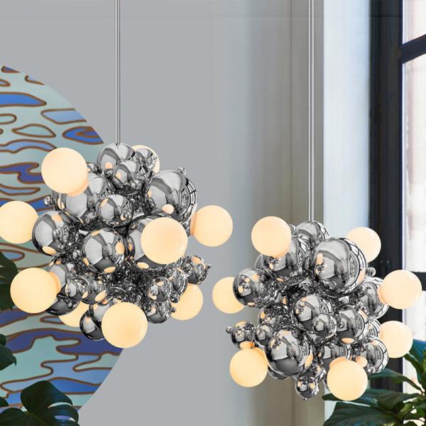 Postmodern Glass Ball Chandelier Lighting Nordic Minimalist LED Hanging Lamp(WH