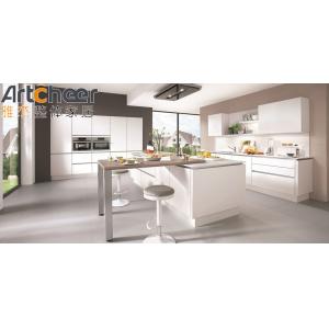 Custom Size Gloss Finish Maple Kitchen Cabinets with Modern Metal Island Dining