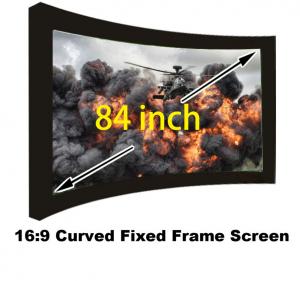 Cheap High Quality 16:9 Curved Fixed Frame Screen 84 Inch Matt White With 80mm Black Velevt for sale