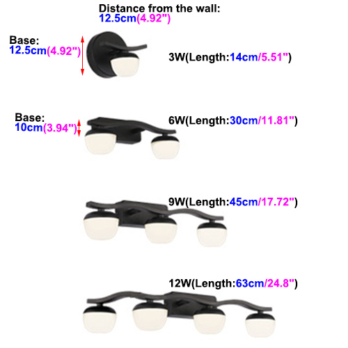 3W/6W/9W/12W Modern LED Acrylic Bath Light Fixture Wall Sconce Mirror Front Lamp(WH-MR-54)