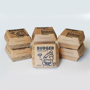 Customized printed logo disposable fast food takeaway burger box