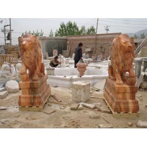 Cheap 200cm Life Size Customized Lion With Wings Statue , Stone Carving Sculpture for sale