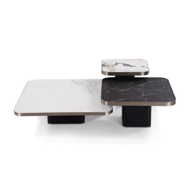 Luxury Ceramic Marble Top Coffee Table Elevated Coffee Table Square Coffee Table