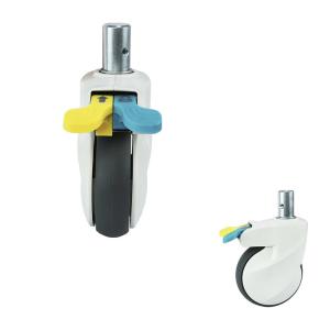 5 Inch Soft Grey TPR Swivel Head Medical Casters With Solid Stem Silent Hospital