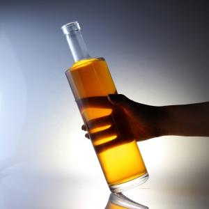 750ml Vodka Glass Bottle with Cork and Unique Cylinder Shape in Unique Design