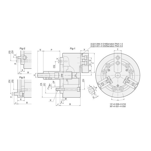 V Series Large wedge type non through-hole power chuck (adapter excluded)