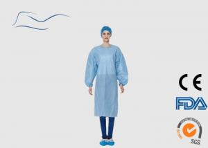 Cheap SMS Material Blue Surgical Gown , Neck / Waist Ties Type Blue Surgical Gown for sale