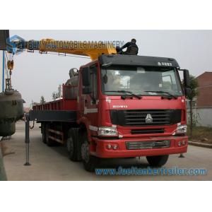 Right Hand Drive HOWO 8 X 4 12 Ton Crane Mounted Truck With Half Row Cab