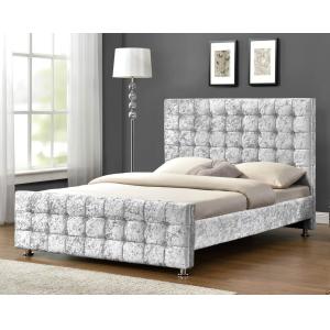 Plywood Upholstered Fabric Beds With Cube Shape Headboard / Footboard