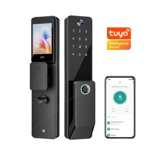 TH-506 Black Aluminium Full Auto Smart Entry Door Locks Biometric Code Card Key