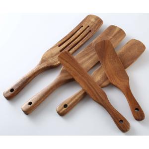 5Pcs Premium Natural Teak Wood Spatulas Spoons Set Nonstick