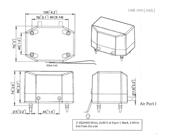 10 Watt Electromagnetic Air Pumps High Pressure 30KPA With Flowrate 15L/M