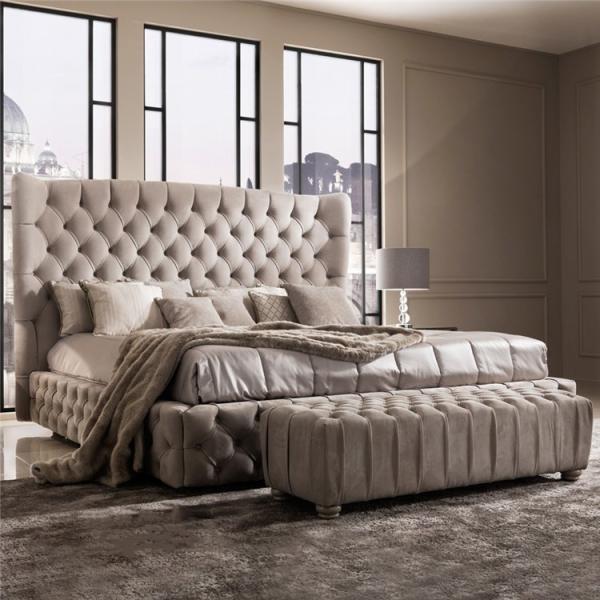 Quality Italian Style Modern Luxury King Size Bed Cama Diamond Tufted wholesale