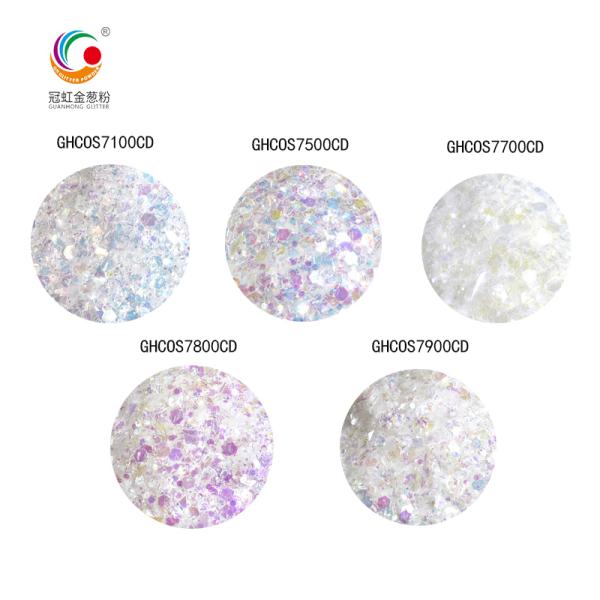 White PET Chunky Loose Cosmetic Glitter Pigment Mixes Irregular Strip For Stage Performance