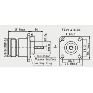N Female Waterproof 4-hole Flange RF Coaxial Connector with Microstrip
