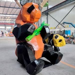 Decoration Animatronic Customized Simulated Panda Model Orange Color