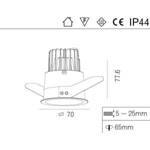 Fixture IP44 DC180mA Hotel Lighting LED Lamp With LED Source 2700 - 3000K