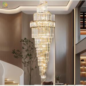 China JYLIGHTING Modern Light Luxury Villa Living Room Hollow Chandelier Light Luxury Multi-layer Crystal Villa Stair Chandelier on sale