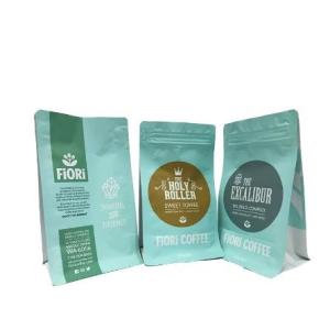 China Custom Logos Square Bottom Gusseted Food Grade Plastic Laminated Coffee Bags For Coffee Packaging on sale