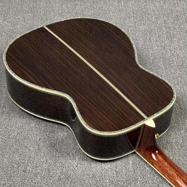 Custom Martin Style OM Style 42 Solid Spruce Cedar Top Acoustic Guitar Real Abalone Inlay with Vintage Gold Tuner