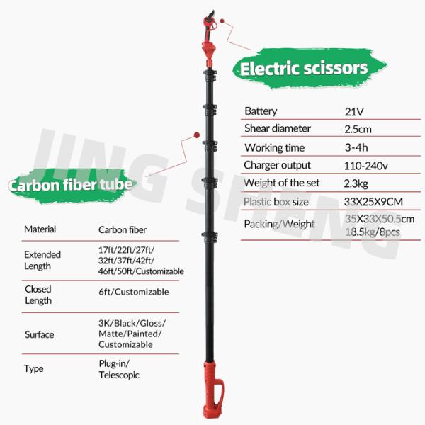 Heavy Duty Forestry Felling Kit: 50FT Telescopic Carbon Pole Tree Pruner & 20Ah Battery Light & Strong 2