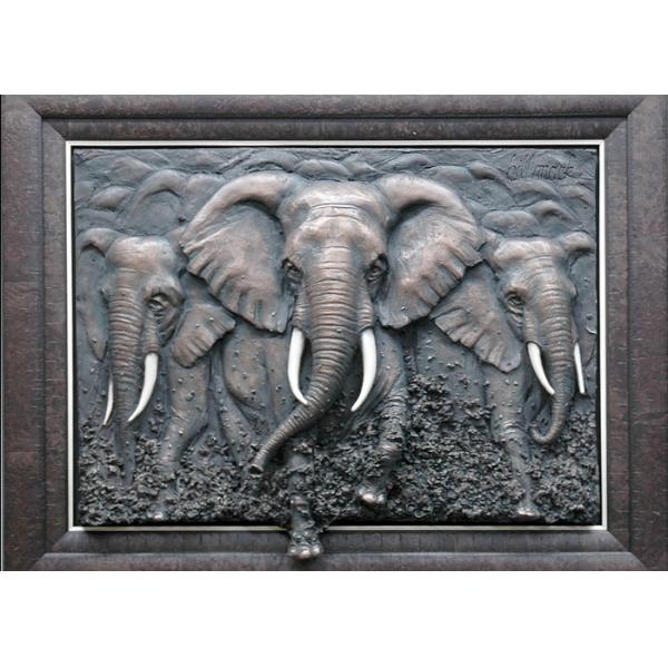Quality Metal Wall Art Sculpture / Bronze Elephant Bas Relief Multi Function wholesale