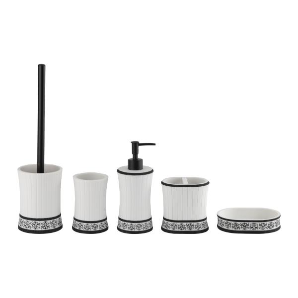 Quality S Waist Shape Polyresin Bathroom Set With White Band White Soap Dish 14 X 10.1 X 3.1 H Cm wholesale