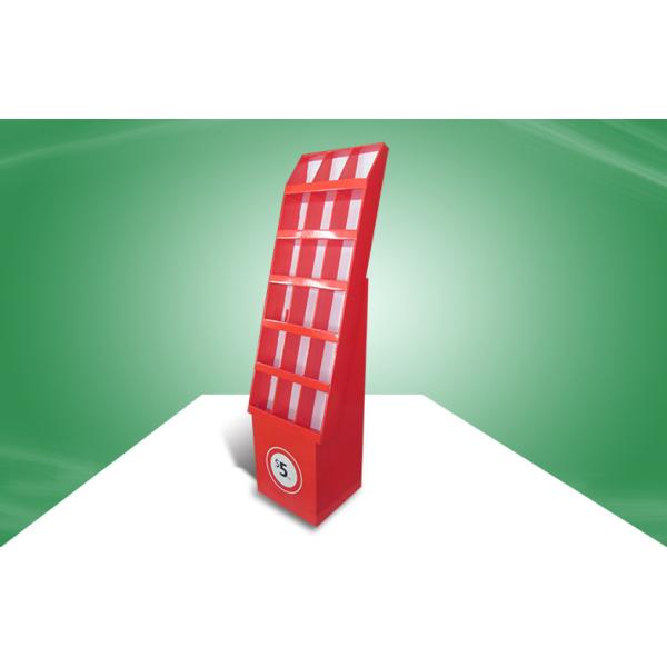 Red Cardboard Display Cardboard Stand With 18 Pockets For Promoting DVDs