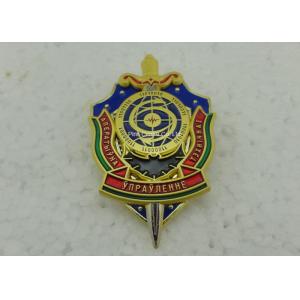 Hard Enamel Army Badges , Die Struck Zinc Alloy 3D Police Badge With Transparent