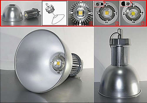 CE ROHS 50w IP65 50000h AC85V ~ 265V High Bay Light Fixtures With 0.75mm2 Three