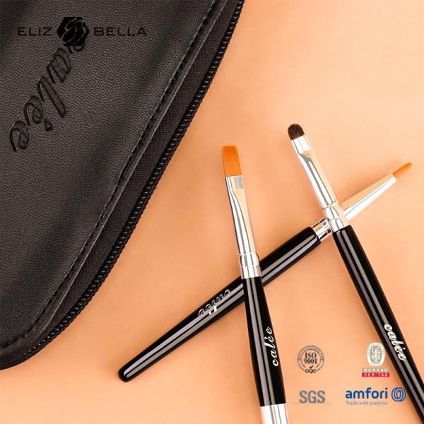 Quality Customize 9pcs Travel Pro Makeup Brushes with Black Wooden Handle and Aluminium Ferrule wholesale